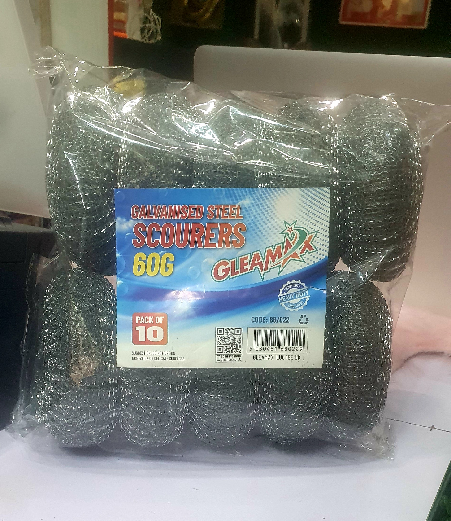 Gleamax Heavy Duty Galvanised Steel Scouring Pads for Kitchen Cleaning