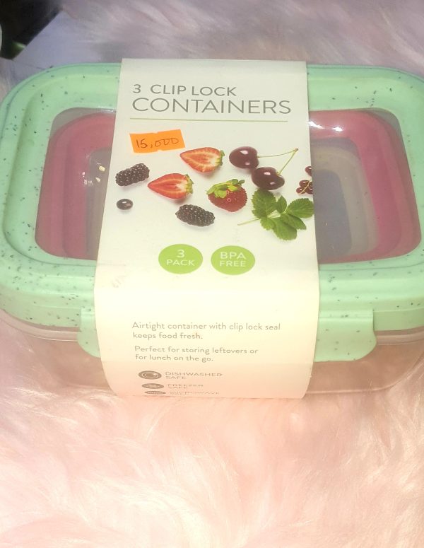 3-Piece Clip Lock Food Storage Containers Set – Airtight Kitchen Storage Boxes