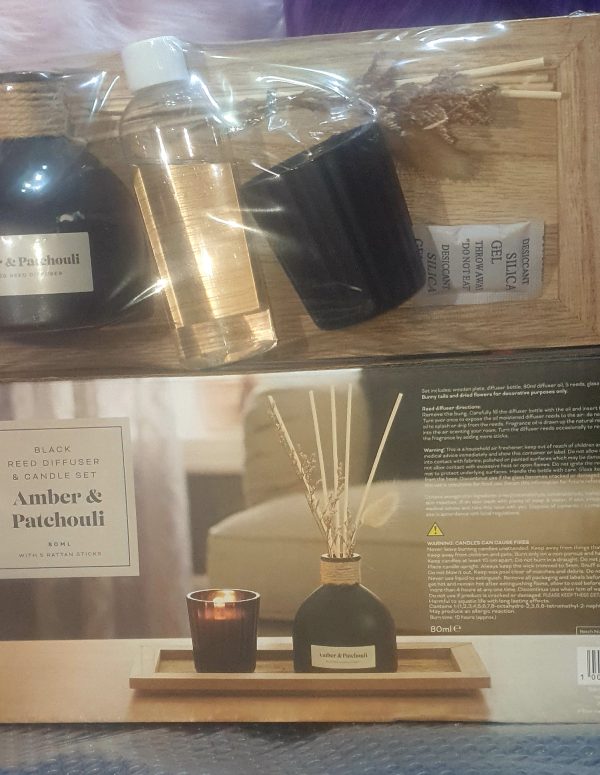 AMBER & PATCHOULI LUXURY DIFFUSER AND SCENTED CANDLE GIFT SET